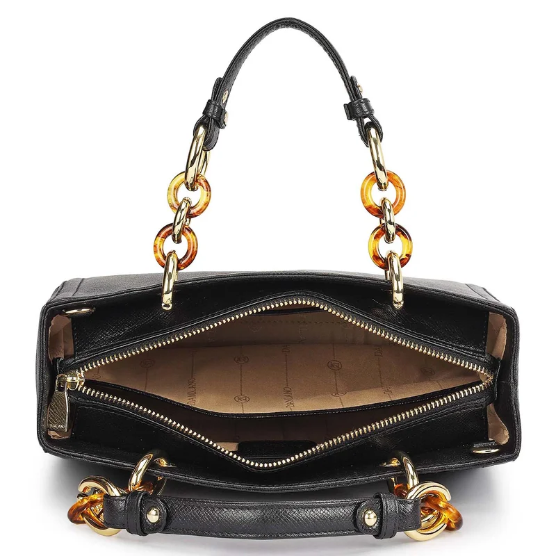 Da Milano Black Small Franzy Leather Satchel - Black for Women | Best Price UAE